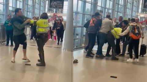 El viajero golpeó a un agente de la Policía en el Aeropuerto El Dorado, de Bogotá.