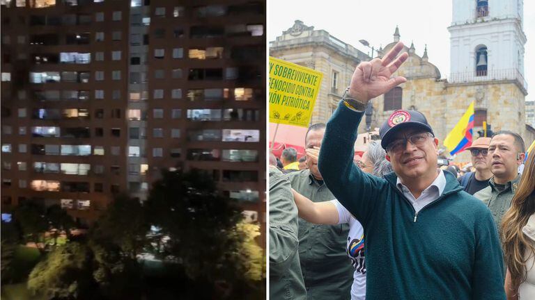 Reportan 'cacerolazo' en Bogotá en contra del presidente Gustavo Petro.