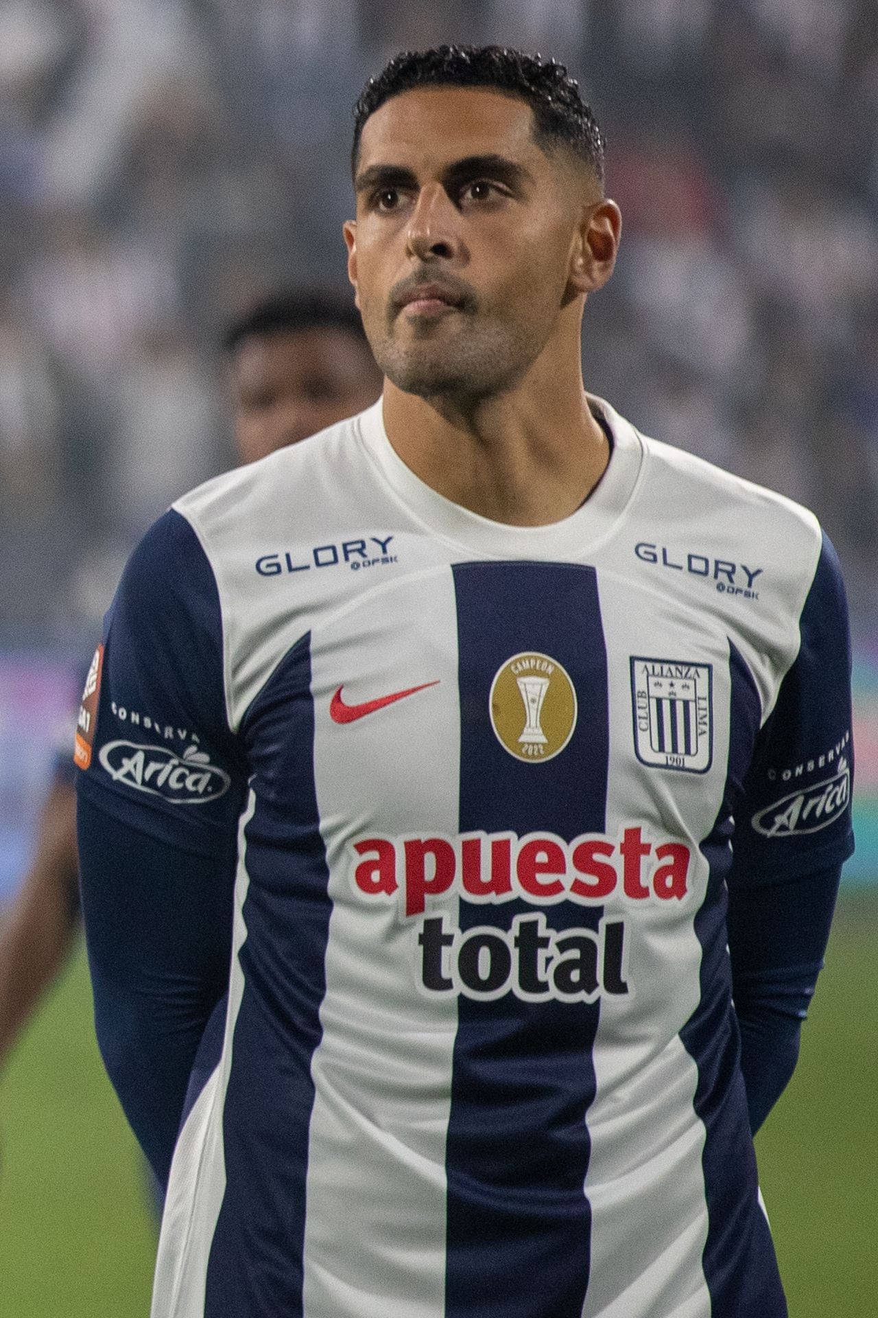 LIMA, PERU - AUGUST 5: Pablo Sabbag of Alianza Lima getting into the field during Liga 1 Betsson match between Alianza Lima and UTC at Estadio Alejandro Villanueva on August 5, 2023 in Lima, Peru. (Photo by Martín Fonseca/Eurasia Sport Images/Getty Images)