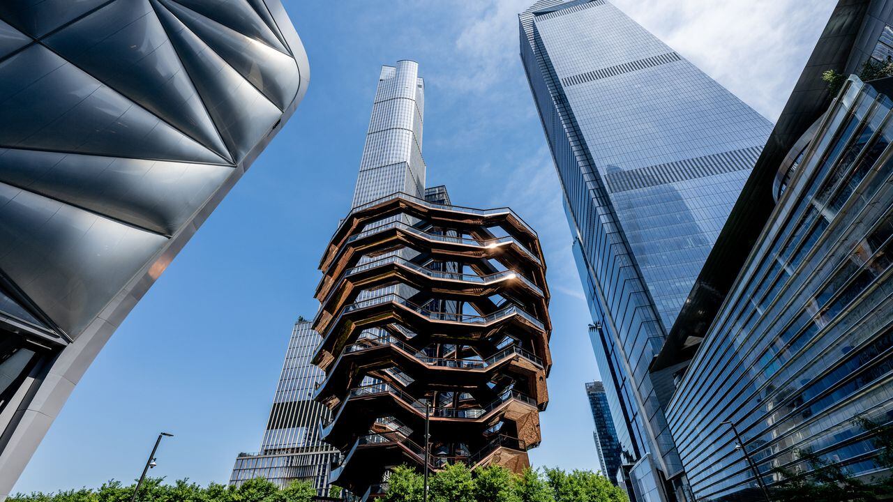 NEW YORK, NEW YORK - JULY 13: A view from inside the "Vessel" in Hudson Yards in Manhattan on July 13, 2022 in New York City. The "Vessel" was completed on 2019 by architect Thomas Heatherwick. (Photo by Roy Rochlin/Getty Images)