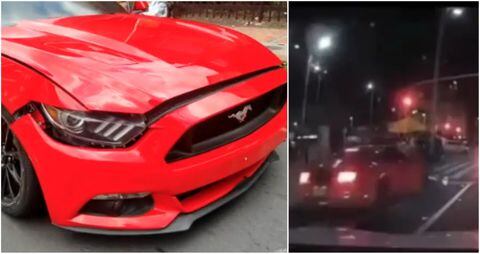 El vehículo Ford Mustang que atropelló a un motociclista