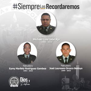 Estos fueron los tres patrulleros asesinados en Morales, Cauca. La Policía ofrece recompensa por información de los responsables.