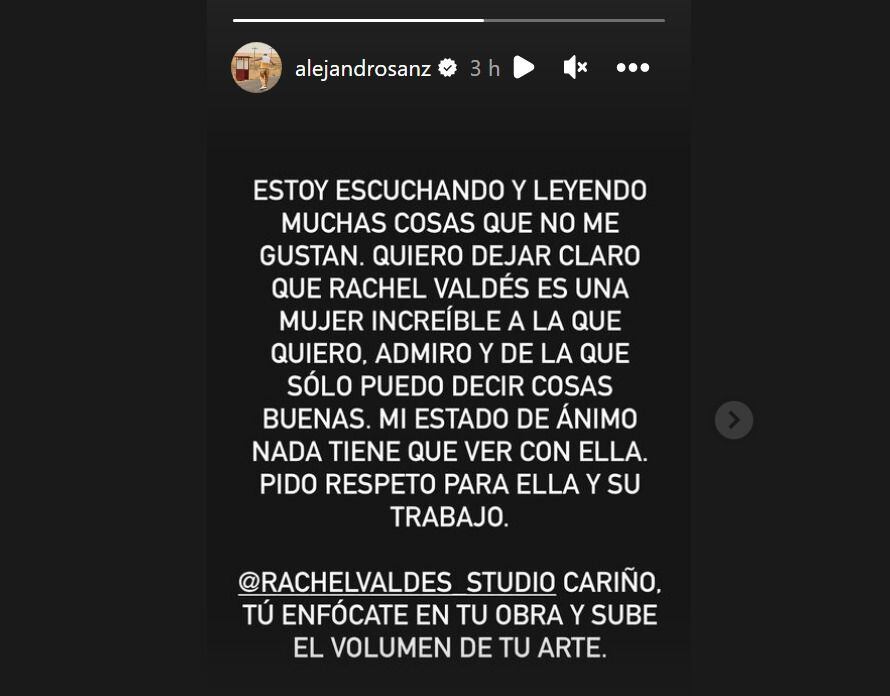 El cantante Alejandro Sanz hizo una publicación en su cuenta oficial de Instagram.