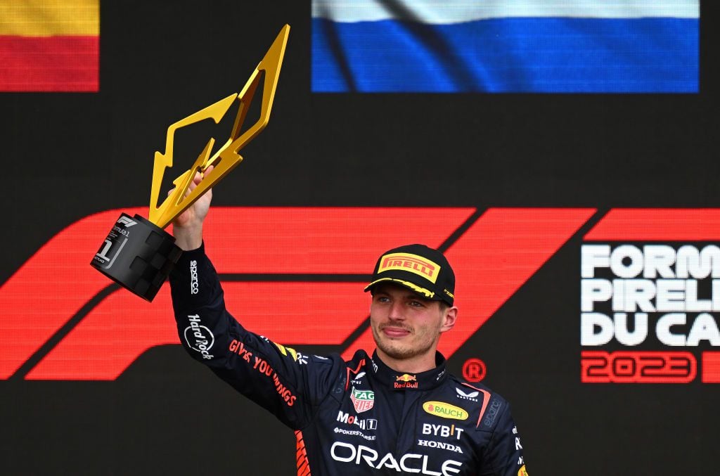 Max Verstappen celebrando su victoria en el Grand Prix de Canadá.