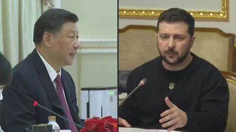 El presidente chino, Xi Jinping, y su homólogo ucraniano, Volodimir Zelenski