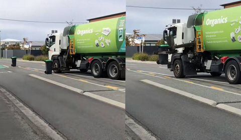 La chilena captó el momento en el que un camión de basura recolectó los residuos en una calle de Nueva Zelanda