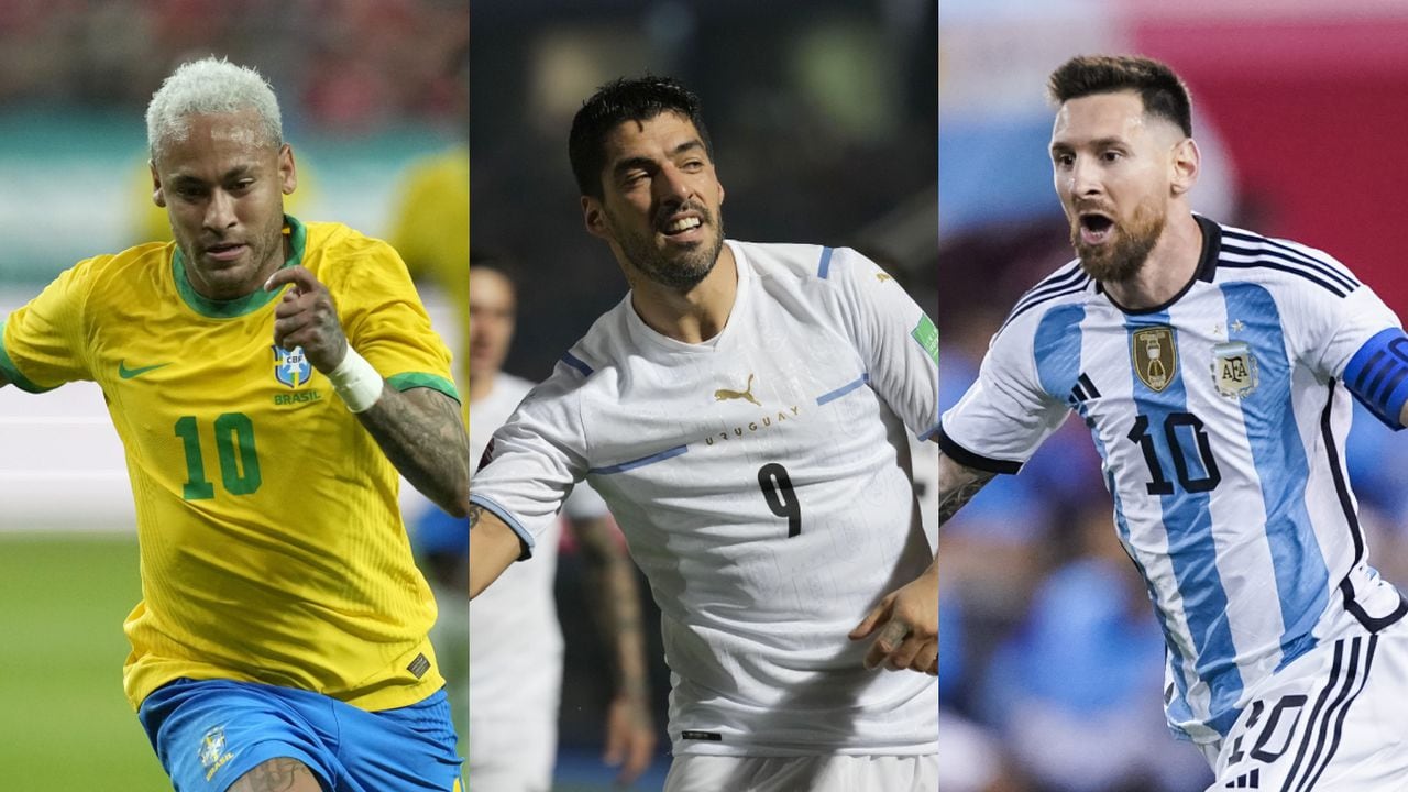 Neymar, Luis Suárez y Lionel Messi. Qatar 2022. Foto: AP/Lee Jin-man/Jorge Saenz/Eduardo Munoz Alvarez