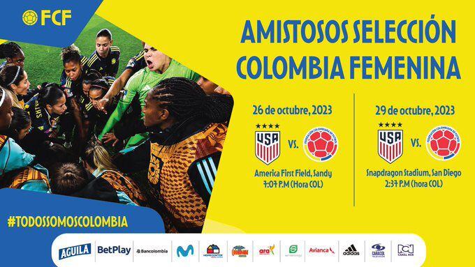 Programación oficial de los próximos partidos amistosos de la Selección Colombia femenina