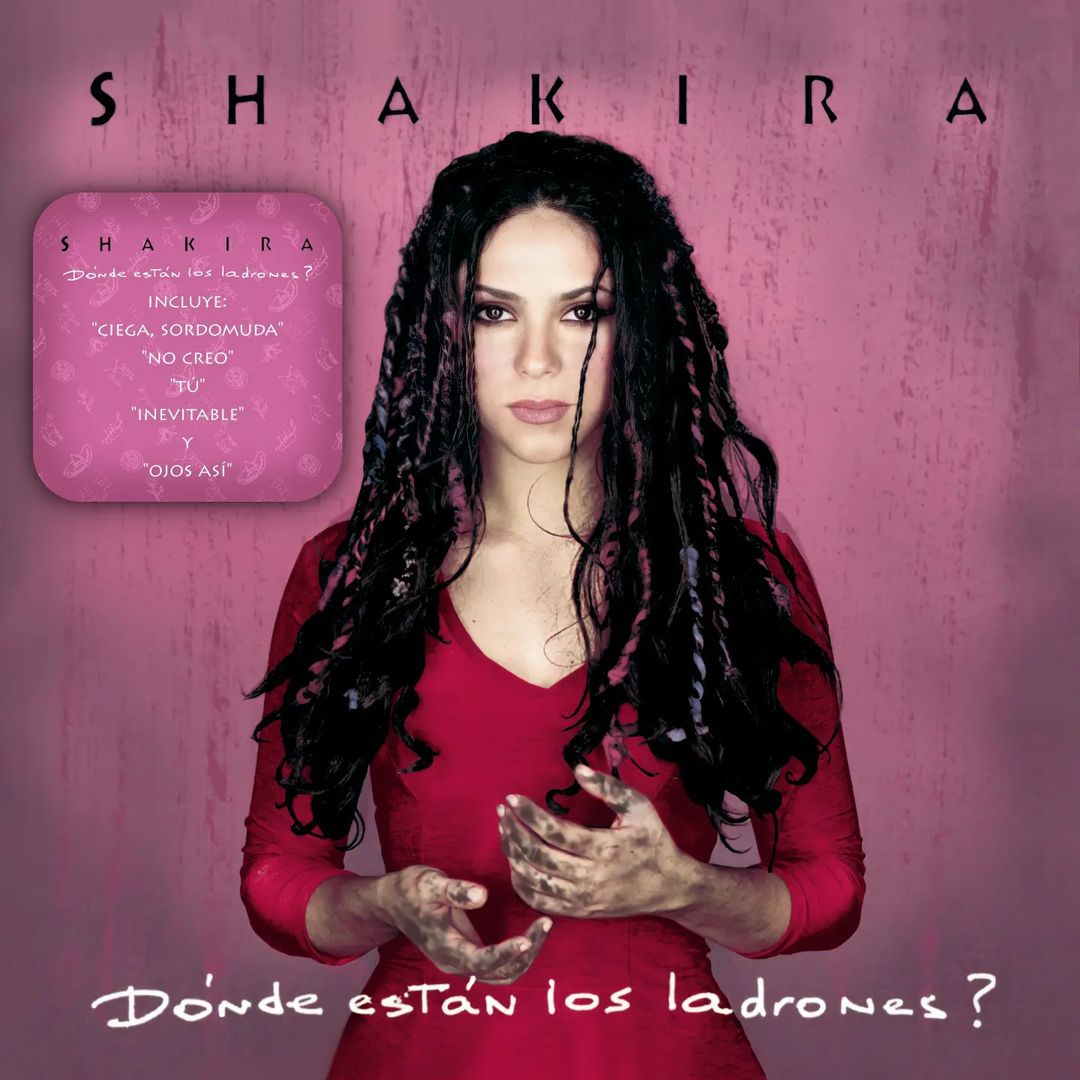 Carátula de ¿Dónde están los ladrones?, cuarto álbum de estudio de Shakira. Foto: Instagram @donde.estan.los.aldrones1998.