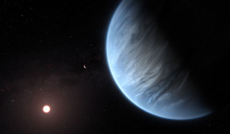 La Súper Tierra K2-18b, el único exoplaneta  que se sabe que alberga agua y temperaturas que podrían albergar vida.