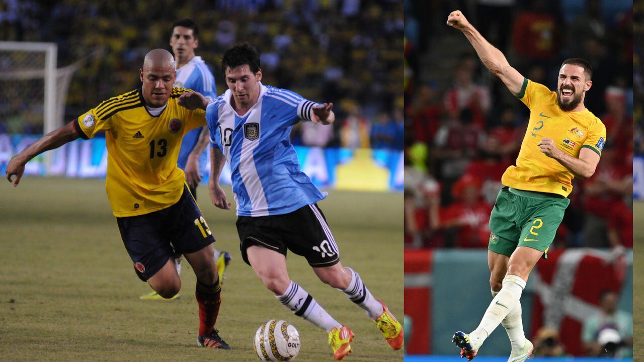 Gustavo Bolívar, exjugador colombiano, frente a Lionel Messi en la Eliminatoria para Brasil 2014. Milos Degenek, defensor Australiano en Qatar 2022.