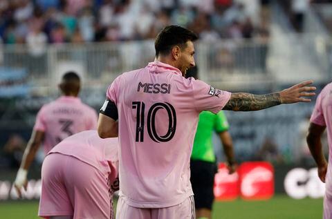 Soccer Football - Leagues Cup - Group J - Inter Miami v Atlanta United - DRV PNK Stadium, Fort Lauderdale, Florida, United States - July 25, 2023 Inter Miami's Lionel Messi celebrates scoring their second goal REUTERS/Marco Bello