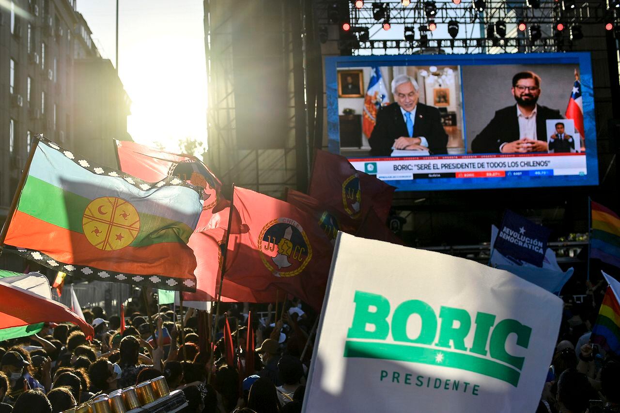 Celebración de Gabriel Boric por presidencia de Chile