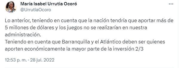 La exfuncionaria escribió en redes sociales, antes de llegar al cargo de Ministra del Deporte, mensajes que ponían en duda la realización de los Juegos Panamericanos 2027 en Barranquilla.