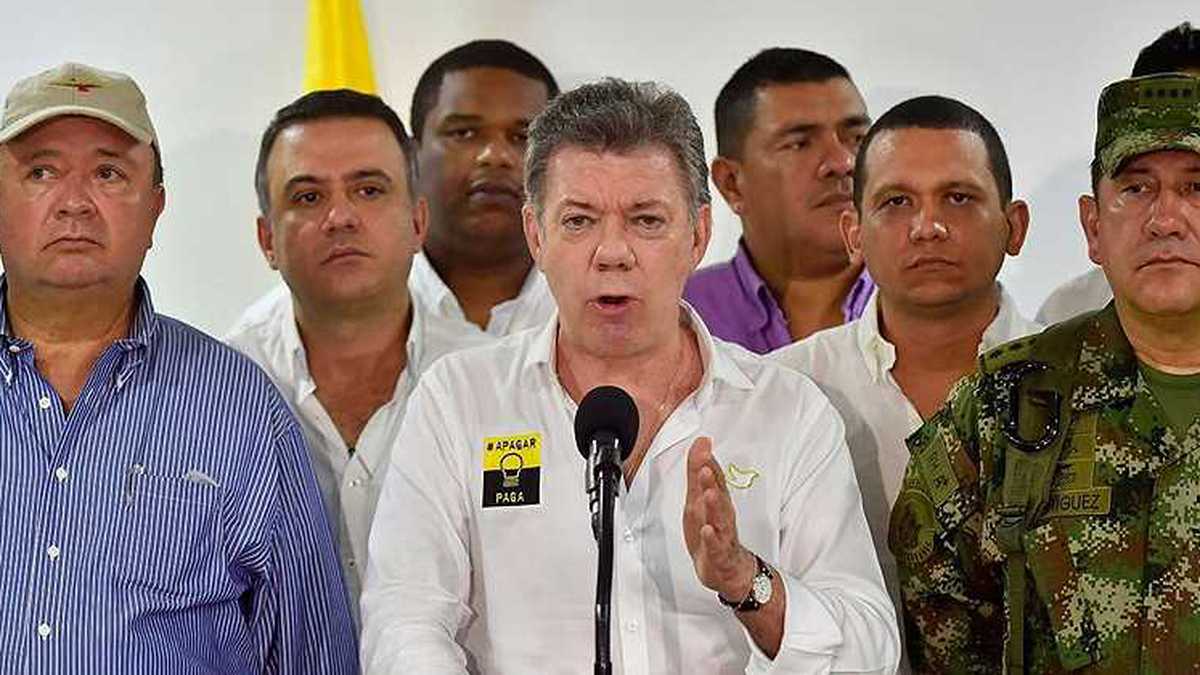 El presidente Juan Manuel Santos, este viernes en Montería, al término de un consejo extraordinario de seguridad  