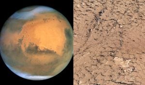 El rover Curiosity Mars identificó llamativas formas hexagonales en la superficie marciana.