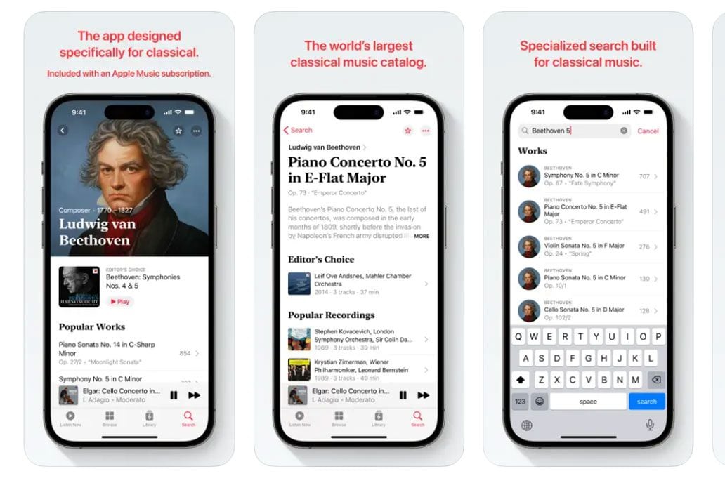 Apple Music Classical es un nuevo servicio para los fanáticos de la música clasica.