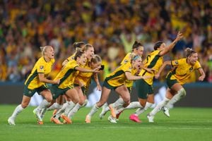 Australia celebra su clasificación a semifinales del Mundial Femenino.