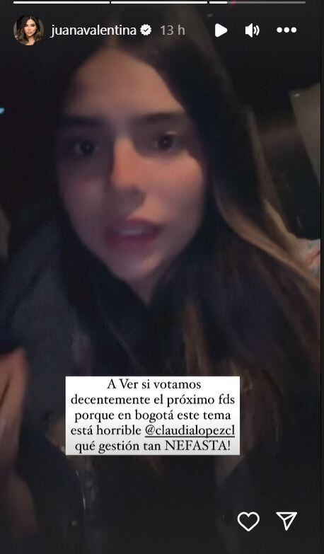 Juana Valentina, hermana de James se despachó contra Claudia López por la ola de robos en Bogotá.