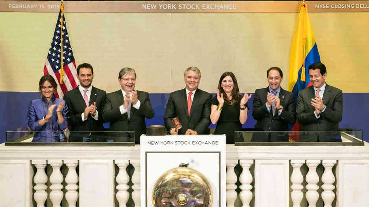 Cierre en Wall Street a cargo del presidente Duque y su comitiva. Foto: Presidencia de la República