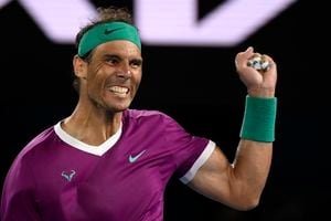 Nadal celebra su victoria sobre el italiano Matteo Berrettini en semifinales del Australian Open