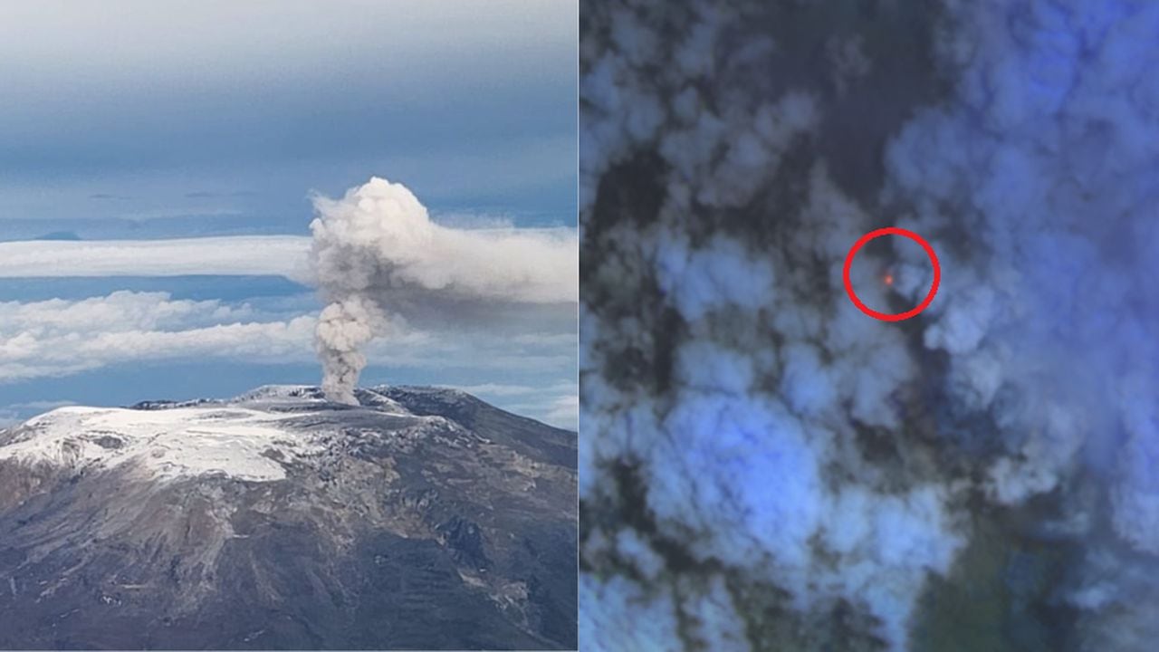 Identifican punto rojo del volcán Nevado del Ruiz desde el espacio.
