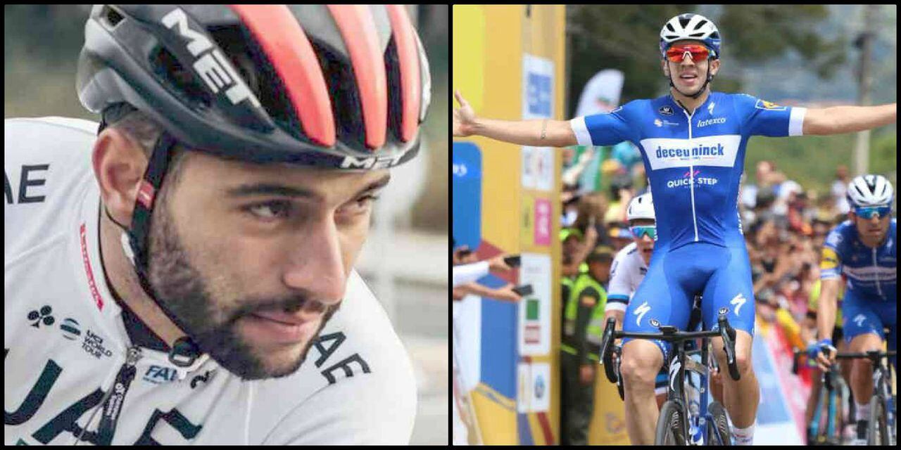 Los ciclistas colombianos Fernando Gaviria y Álvaro Hodeg, embaladores en el Giro de Italia 2020.