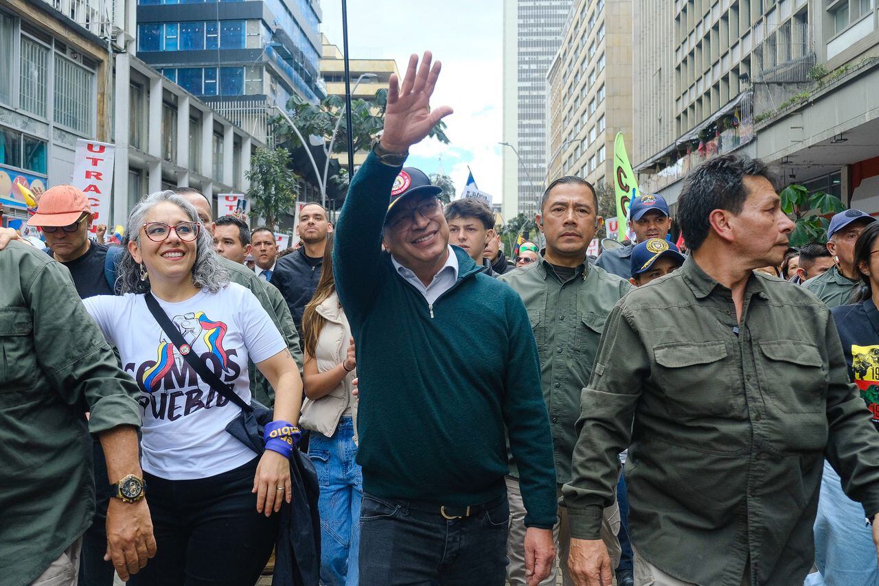 Presidente Gustavo Petro en la marcha del día del trabajo 1 de mayo