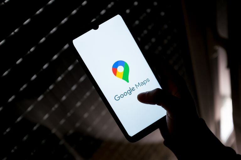 In this photo illustration a Google Maps logo seen displayed on a smartphone screen in Athens, Greece on March 25, 2022. (Photo by Nikolas Kokovlis/NurPhoto via Getty Images)