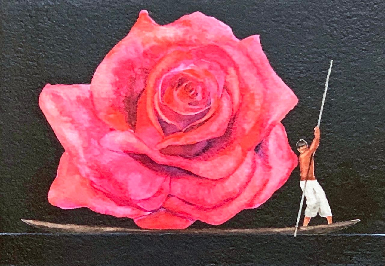 Pedro Ruiz, Desplazamiento con rosa, 2021. Cortesía de Beatriz Esguerra Arte