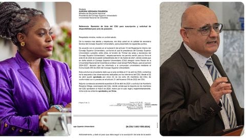 La ministra Aurora Vergara, el nuevo rector José Ismael Peña y la carta dirigida al Gobierno Nacional.