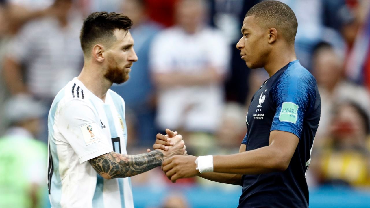 Lionel Messi y Kylian Mbappé en el Mundial de Rusia 2018.