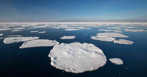 Drift ice / ice floes in the Arctic Ocean, Nordaustlandet / North East Land, Svalbard / Spitsbergen, Norway