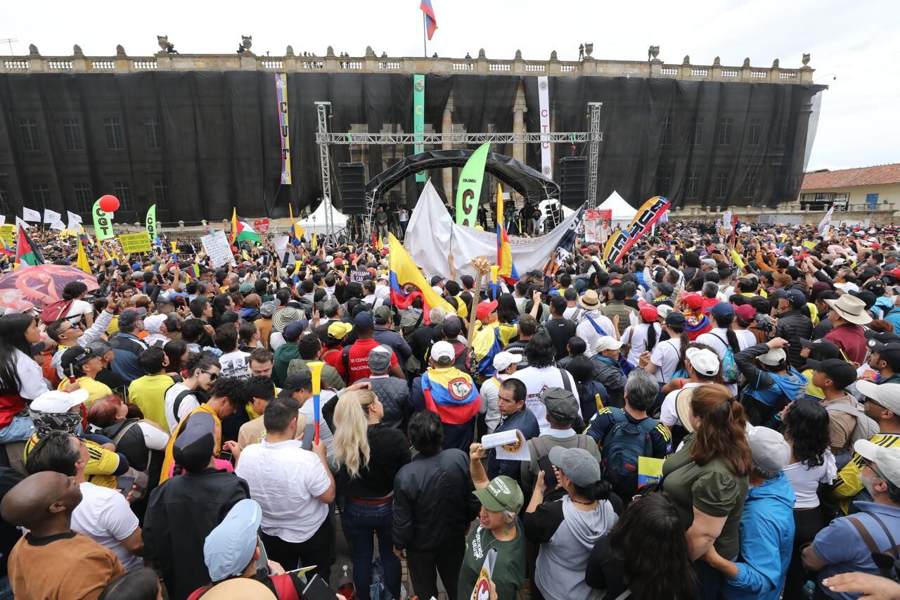 Marchas 1 de Mayo Día del Trabajo, Presidente Gustavo Petro en la Plaza de Bolívar