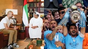 Mansour bin Zayed Al Nahyan y Pep Guardiola