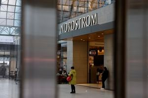 TORONTO, ON - March 3 - The Nordstrom store inside the Eaton Centre is pictured between the automatic doors to the shopping mall in Toronto. The retailer recently announced that it will be closing all of its Canadian stores and cutting 2,500 jobs. Lance McMillan/Toronto Star

March-03-2023        (Lance McMillan/Toronto Star via Getty Images)