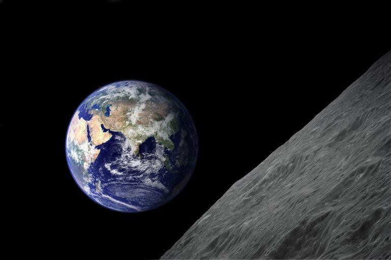 Ilustración de una vista de la Tierra desde la Luna.