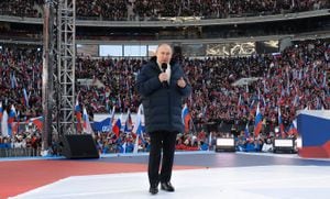 Vladimir Putin durante su intervención. (Photo by Ramil SITDIKOV / POOL / AFP)