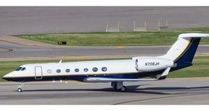Avión N708JH, del Departamento de Justicia de Estados Unidos, en el que viaja Saab a Miami desde Cabo Verde.