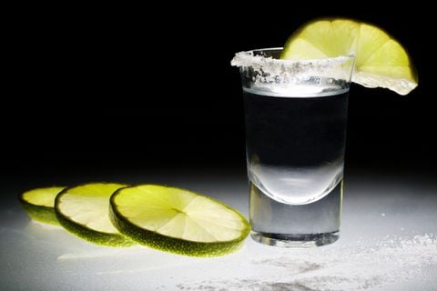 Tequila with lime and salt