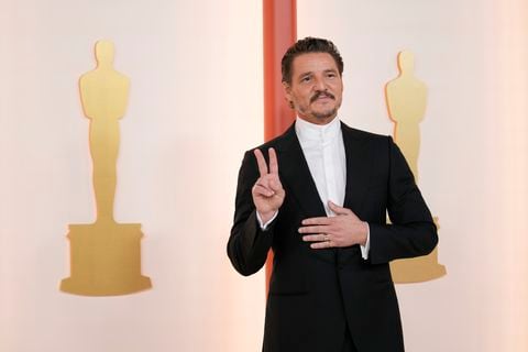 Pedro Pascal arrives at the Oscars on Sunday, March 12, 2023, at the Dolby Theatre in Los Angeles. (AP Photo/Ashley Landis)