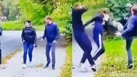 Video: Con patada ‘voladora’, pareja evitó ser víctima de dos ladrones