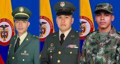 Estos son los tres militares asesinados por un soldado del Ejército, Alexander Orozco, quien sería un infiltrado de las disidencias de las Farc.
