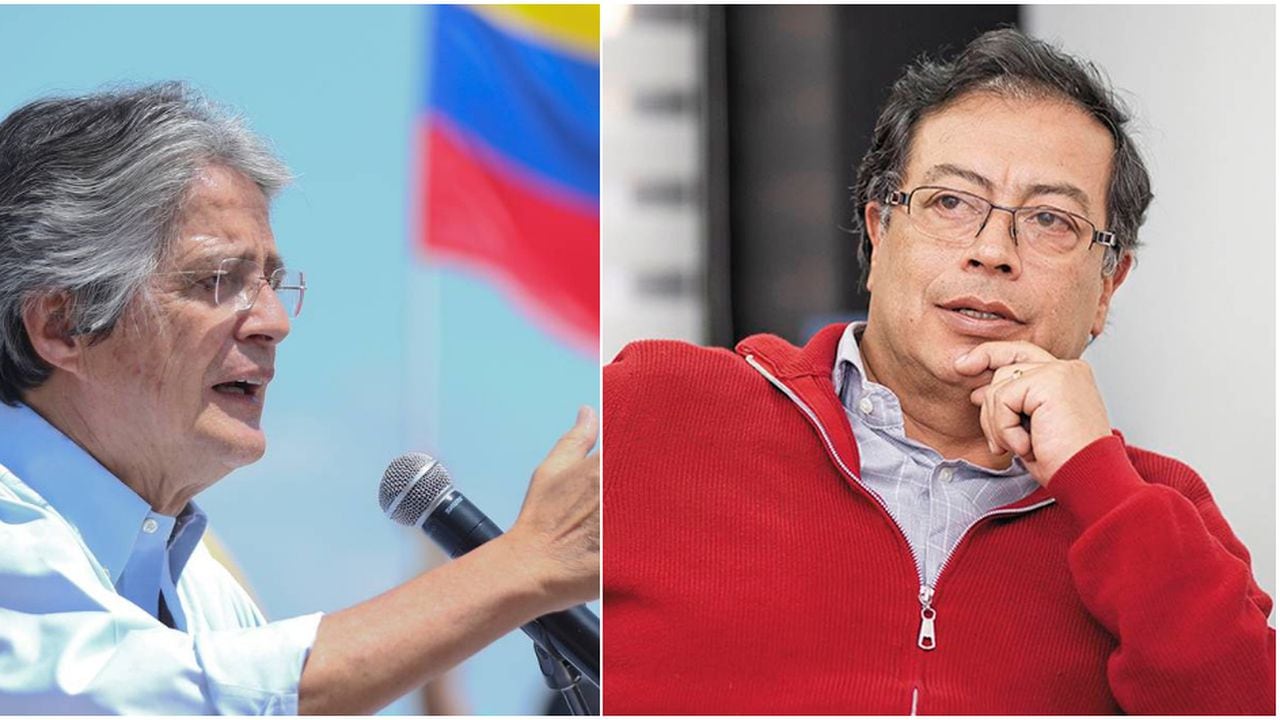Guillermo Lasso, presidente electo de Ecuador. Y Gustavo Petro, aspirante presidencial en Colombia