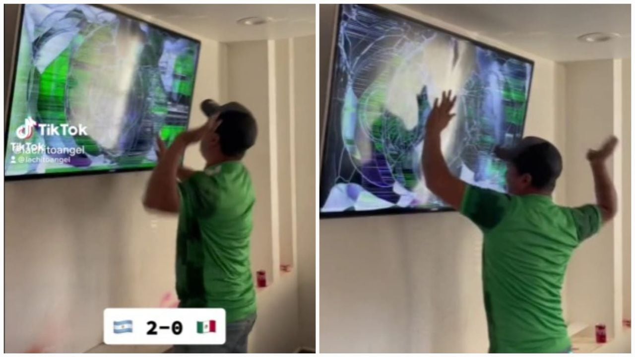 Reacción de un hinca, luego de que México perdiera en un encuentro con Argentina.