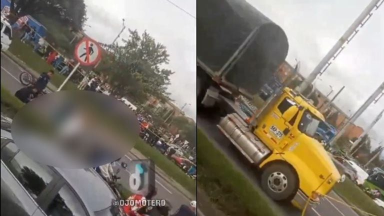 Un tractocamión y una motociclista protagonizaron un grave accidente de tránsito en Bogotá este domingo.