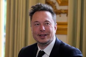 FILE - Twitter, now X. Corp, and Tesla CEO Elon Musk poses prior to his talks with French President Emmanuel Macron, May 15, 2023 at the Elysee Palace in Paris. Florida Gov. Ron DeSantis will announce his 2024 presidential campaign in a Twitter Spaces event with Musk on Wednesday, May 24. (AP Photo/Michel Euler, Pool, File)