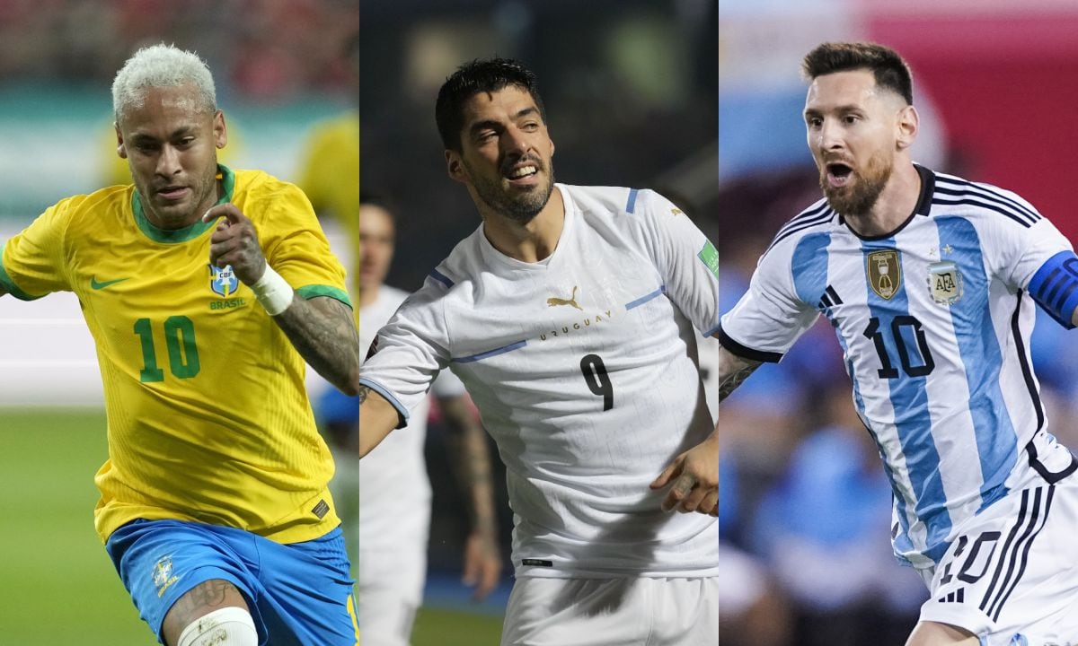 Neymar, Luis Suárez y Lionel Messi. Qatar 2022. Foto: AP/Lee Jin-man/Jorge Saenz/Eduardo Munoz Alvarez