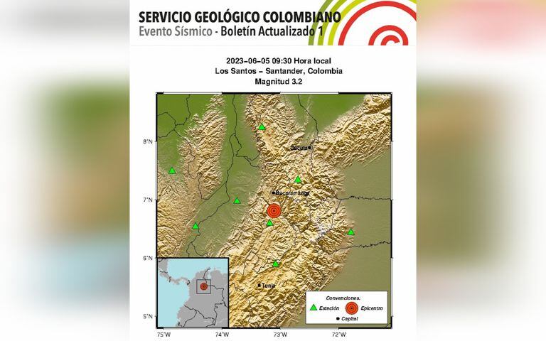 El Servicio Geológico Colombiano informó sobre un nuevo temblor esta vez de magnitud 3.2.