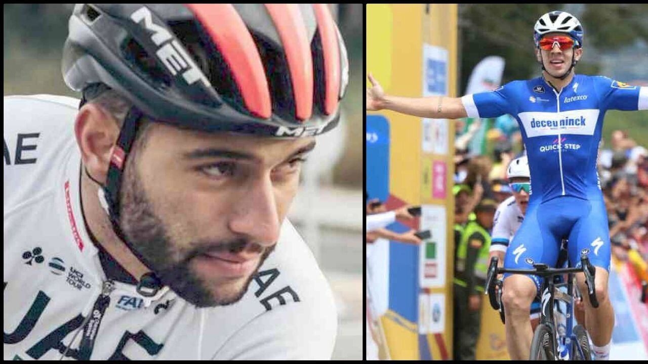 Los ciclistas colombianos Fernando Gaviria y Álvaro Hodeg, embaladores en el Giro de Italia 2020.